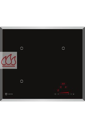 Table de cuisson induction 58cm encastrable noire 3 foyers, avec cadre en acier chromé