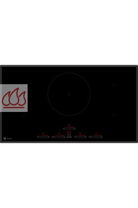 Table de cuisson induction 90cm encastrable noire 5 foyers DualDesign, à poser ou à fleur
