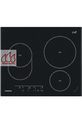 Table de cuisson vitrocéramique 60cm encastrable noire 3 foyers dont 1 poissonnière