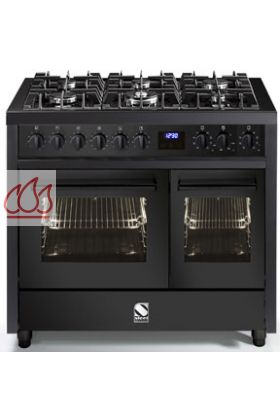 Piano de cuisson Enfasi All Black 100cm avec 2 fours (électrique multifonctions et traditionnel) et une plaque de cuisson personnalisable.