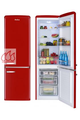 Combiné Rétro réfrigérateur congélateur double porte rouge 244L