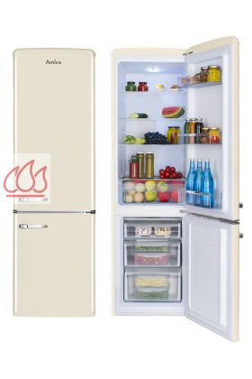 Combiné Rétro réfrigérateur congélateur double porte crème 244L