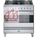 Piano de cuisson inox 80cm avec 1 four + table de cuisson 5 foyers gaz dont 1 poissonnière EC-ILV216