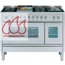 Piano de cuisson 120cm avec 2 fours + table de cuisson personnalisable avec tiroir EC-ILV225