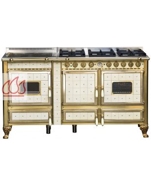 Piano de cuisson, bois, gaz et électrique 160cm "Origine" avec 2 fours et une plaque de cuisson personnalisable ARCHAMBAUD