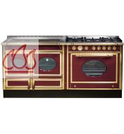 Piano de cuisson, bois, gaz et électrique 190cm "Country" avec 2 fours et une plaque de cuisson personnalisable J.CORRADI 