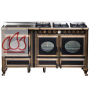Piano de cuisson, bois, gaz et électrique 160cm "Country" avec 2 fours et une plaque de cuisson personnalisable J.CORRADI 