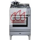 Cuisinière inox 60cm avec 1 four + table de cuisson 4 foyers gaz EC-ILV115