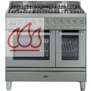 Piano de cuisson inox 90cm avec 2 fours + table de cuisson personnalisable EC-ILV255