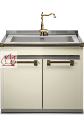 Module de cuisine évier Ascot avec 1 grande cuve et 2 portes 90cm