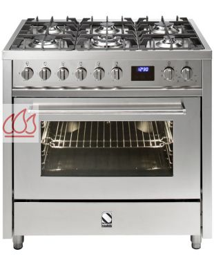 Piano de cuisson "Enfasi" 90cm avec 1 four électrique multifonction et une table de cuisson personnalisable. STEEL