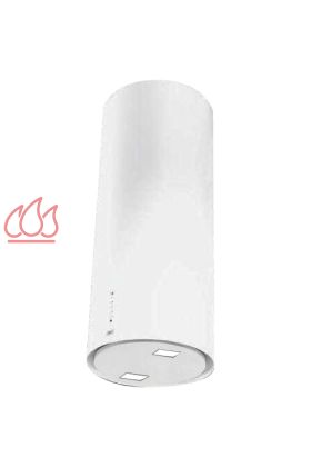 Hotte ilot cylindrique en blanc avec éclairage LEDs ajustable en hauteur