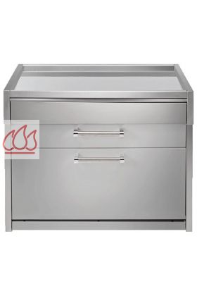 Module de cuisine plan de travail inox Genesi 120 cm avec 3 tiroirs (dont 1 push-pull)