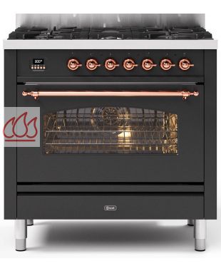 Piano de cuisson 90cm "Nostalgie" avec 1 four et une plaque de cuisson personnalisable ILVE