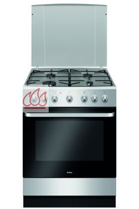 Cuisinière inox 60cm à 4 foyers gaz et 1 four catalyse