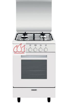 Cuisinière inox 53cm Alpha 4 foyers gaz et 1 four gaz (grill gaz)