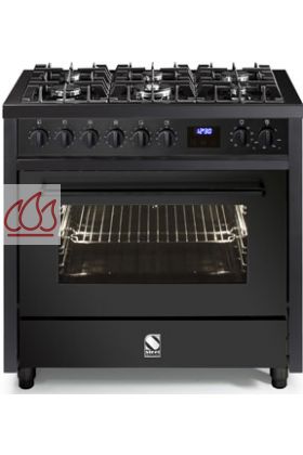 Piano de cuisson Enfasi All Black 90cm avec 1 four électrique multifonction et une table de cuisson personnalisable.