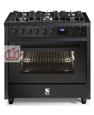 Piano de cuisson "Enfasi All Black" 90cm avec 1 four électrique multifonction et une table de cuisson personnalisable. STEEL