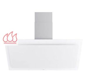 Hotte décorative murale verre blanc 120cm "Vision" évacuation extérieure avec éclairage LED et moteur intégré orientable NOVY