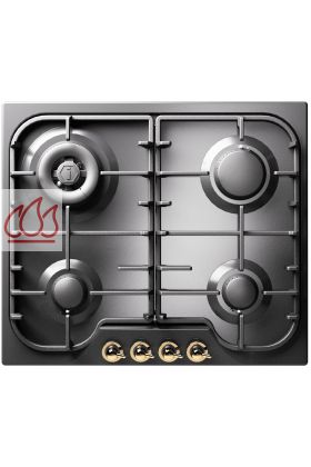 Plaque de cuisson encastrable inox 60cm Nostalgie 4 foyers gaz dont 1 foyer wok