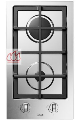 Domino encastrable inox 30cm Pro Line 2 foyers gaz