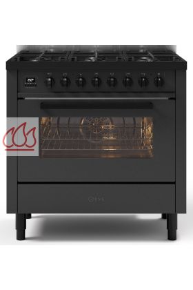 Piano de cuisson 90cm Pro Line avec 1 four et 6 foyers gaz - Edition limitée Black Black