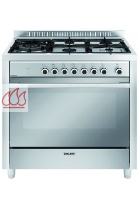 Piano de cuisson inox 90cm Matrix 5 foyers gaz dont 1 triple couronne et 1 four électrique multifonction 