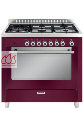 Piano de cuisson rouge rubis 90cm Matrix 5 foyers gaz dont 1 triple couronne et 1 four électrique multifonction 