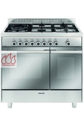 Piano de cuisson inox 90cm Matrix 5 foyers gaz dont 1 triple couronne et 2 fours électriques 