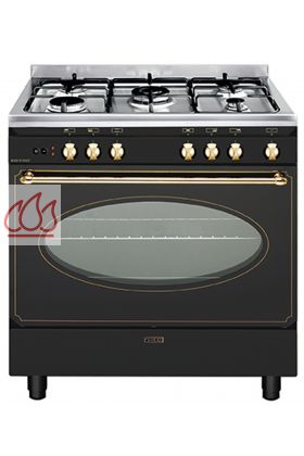 Piano de cuisson noir mat 80cm Unica 5 foyers gaz dont 1 triple couronne et 1 four électrique