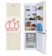 Combiné "Rétro" réfrigérateur congélateur double porte crème 244L AMICA
