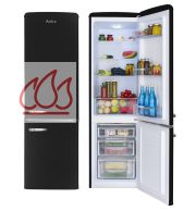 Combiné "Rétro" réfrigérateur congélateur double porte noir 244L AMICA