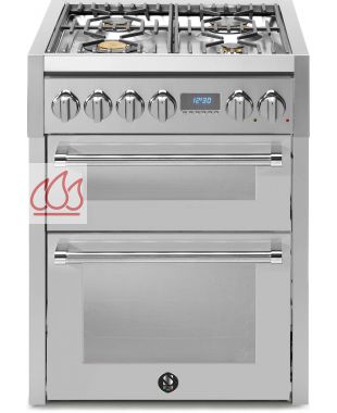 Cuisinière "Genesi" 70cm avec 2 fours (électrique multifonctions combi-vapeur et four à pizzas) et une plaque de cuisson personnalisable STEEL