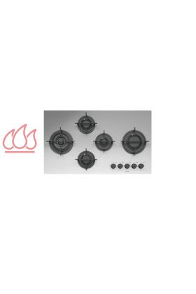 Table de cuisson Mood 90cm 4 gaz + double couronne - Inox Massif