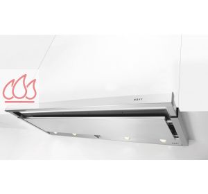 Hotte tiroir inox 90cm avec éclairage LED, commande rotative et moteur intégré NOVY