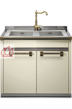 Module de cuisine évier Ascot avec 2 cuves et 2 portes 90cm