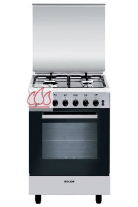 Cuisinière inox 53cm Alpha 4 foyers gaz et 1 four gaz (grill électrique)