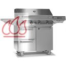 Barbecue 4 brûleurs gaz avec plan de travail en inox + bruleur wok EC-STE802