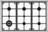 Table de cuisson 6 foyers Gaz : 1 foyer wok (4,2kw), 3 grands foyers (3kw chacun) et 2 petits foyers (1,8kw)