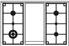 Table de cuisson 4 foyers Gaz : 1 foyer wok (4,2kw), 2 grands foyers (3kw chacun), 1 petit foyer (1,8kw) et une plancha (4,8kw)