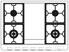 Table de cuisson 4 foyers Gaz : 1 foyer wok (4,2kw), 1 foyer Dual (5kW), 2 grands foyers (3kw chacun) et une plancha (4,8kw)